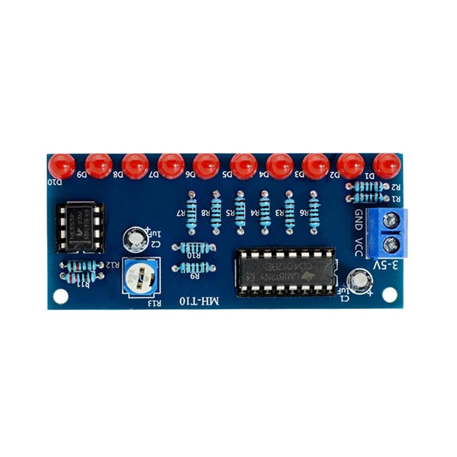 Kit di elettronica NE555+CD4017 Modulo LED a flusso d'acqua leggera Kit fai da te per imparare i principi elettronici, laboratorio per bambini (tipo 2)