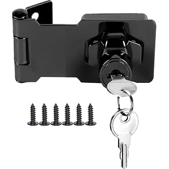 Padlock with Various Keys Padlock Gate Latch Door Latch Drawer Lock Cabinet Locks Rotary Knob Latch Shed Lock Black 2.5 Inch
