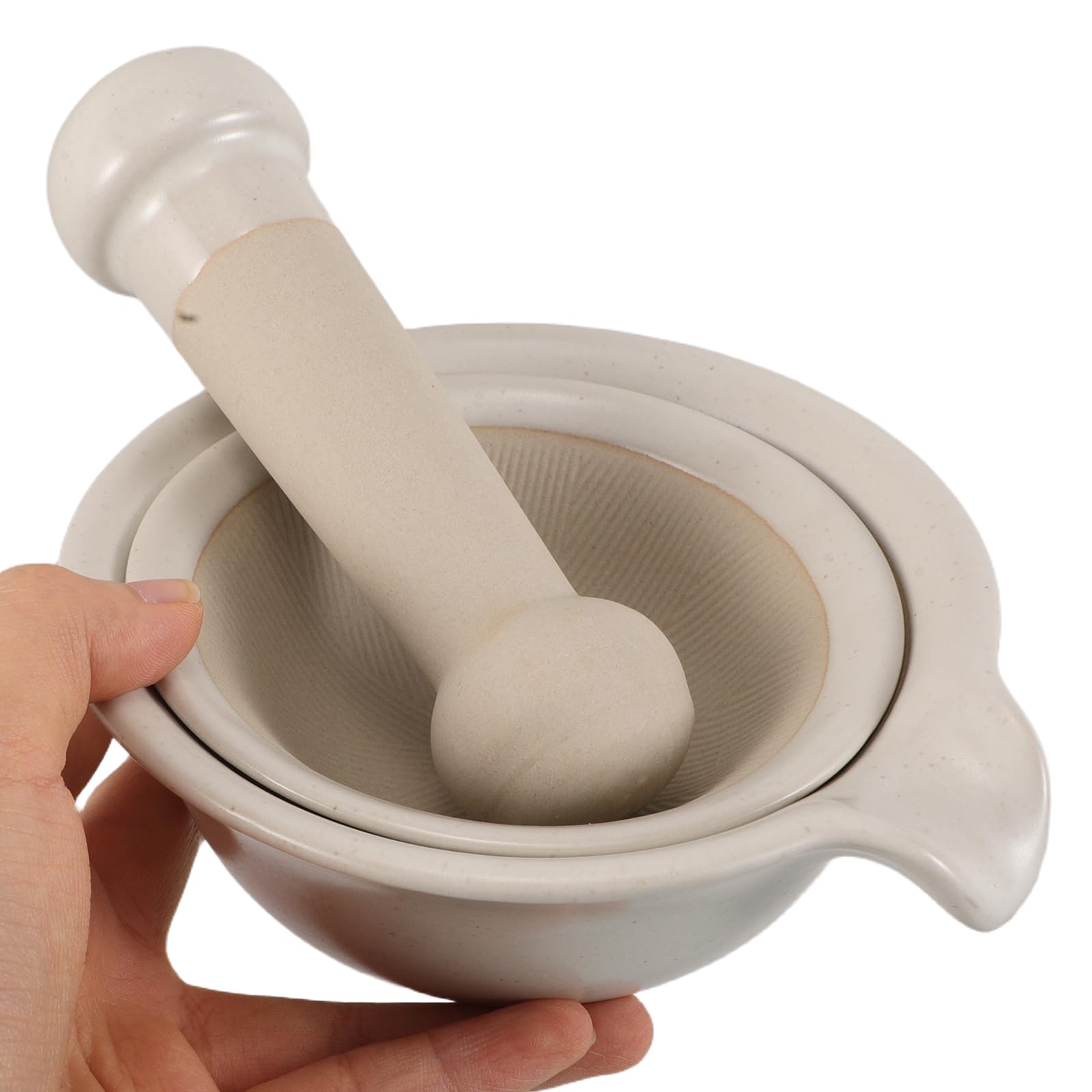 INOOMP 1 Set Babynahrungsmühle: Keramik-Mahlschüssel-Set für Babynahrung mit Stampferstab – Manueller Mixer für geschmeidiges Püree – Fütterungszubehör für Kleinkinder