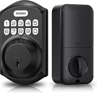 TEEHO TE001 Keyless Keypad Deadbolt Door Lock - Smart Front Door Lock with 20 PIN Codes, Auto Lock, IP54 Waterproof, Matte Black