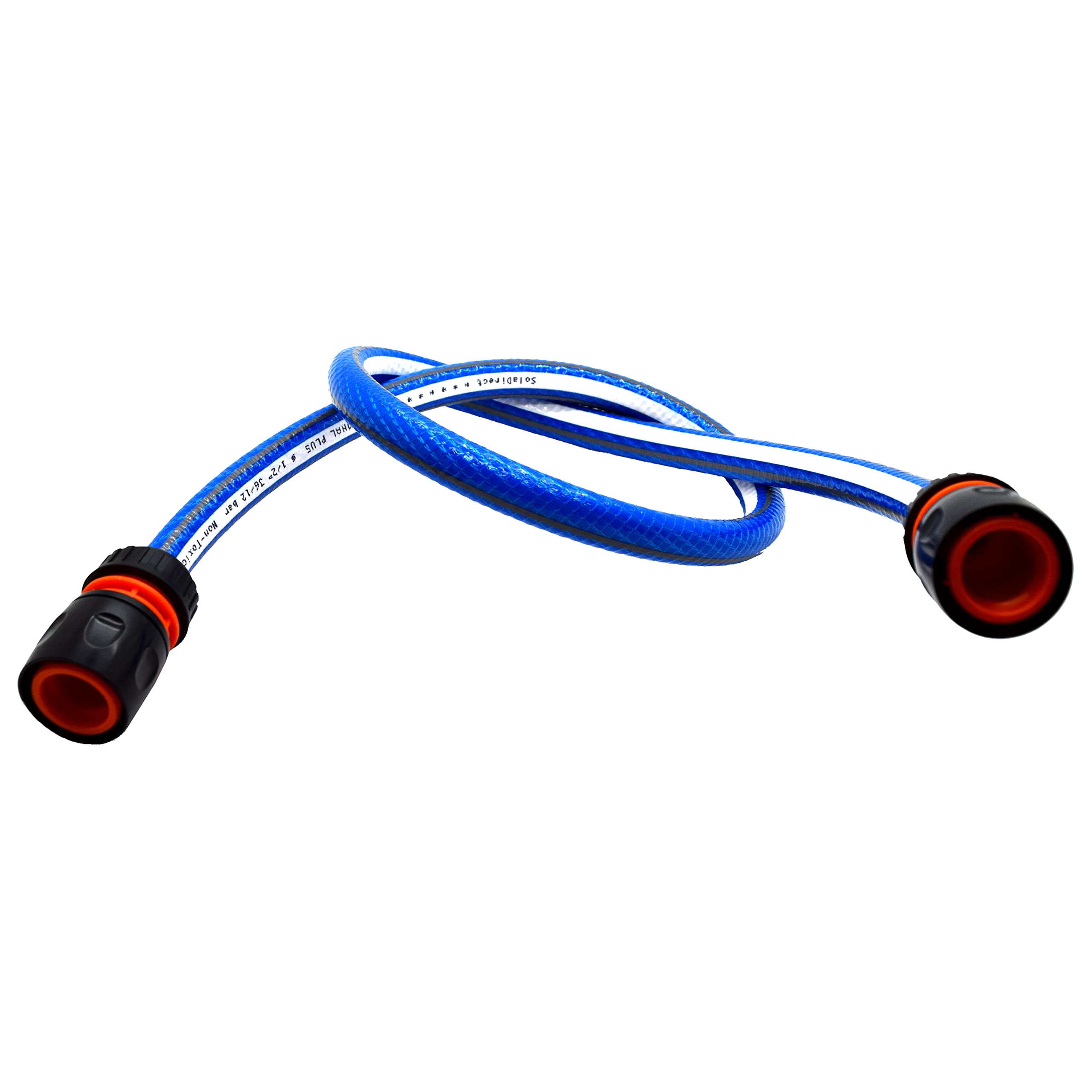 Garden Hose Pipe, Outdoor Tap to Reel Connection Set, Anti-Kink Reinforced 6 Layer Non-Toxic 1/2" Hose (Blue, 1 m / 3.28 ft + 2 Quick Connectors)