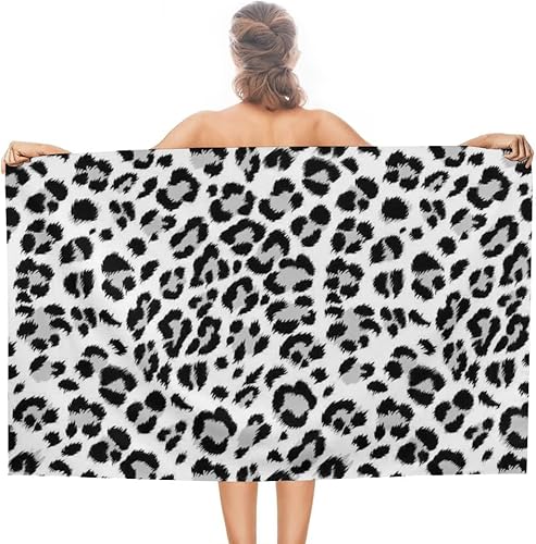 Vantaso Toalla de baño con estampado de animales de leopardo y nieve de gran tamaño ligera 31 x 51 pulgadas toalla de playa para viajes natación