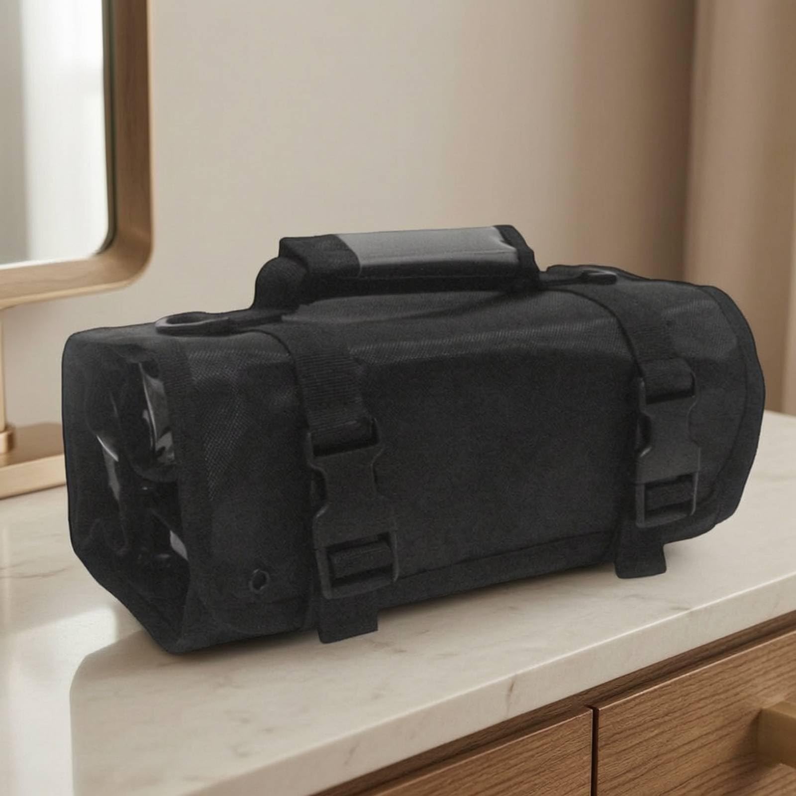 Trousse Maquillage Enroulable Étanche Trousse Maquillage avec Compartiments Transparents Facile à Nettoyer pour Maquilleurs