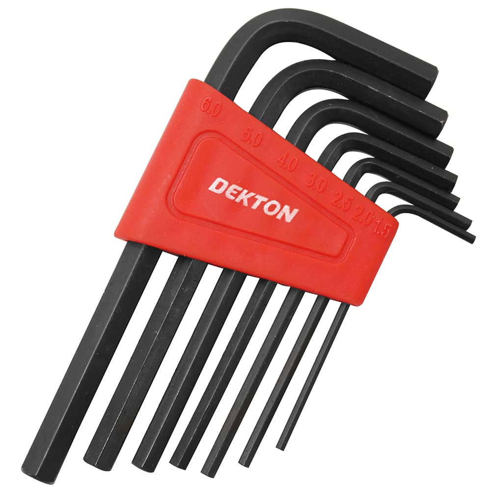 Dekton Black 7 Pc Hex Key Set | Ball Point Heads For Up To 25° Angles | Heat Treated For Strength | Ideal For Precision Fastening | Handy Key Holder Included | Includes Sizes 1.5Mm To 10Mm