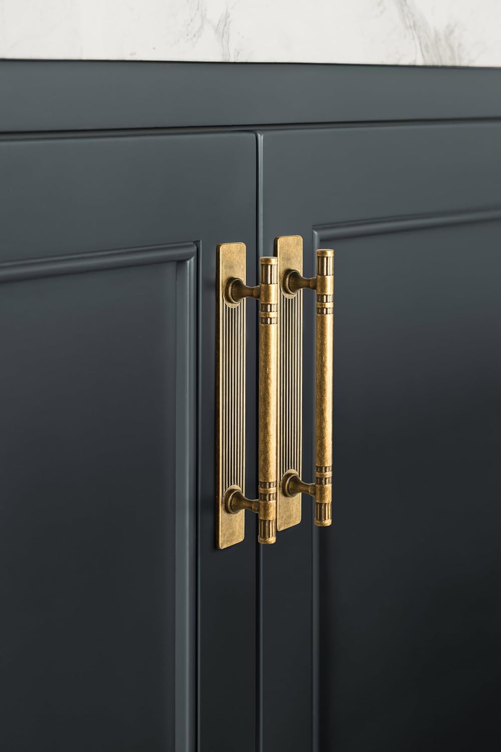 Goo-Ki 5.04" c-c Antique Brass Cabinet Pulls with Back/Base Plate - 2 Pack Vintage Brass Bar Drawer Pulls Cabinet Handles Zinc Alloy Kitchen Hardware with Spacer