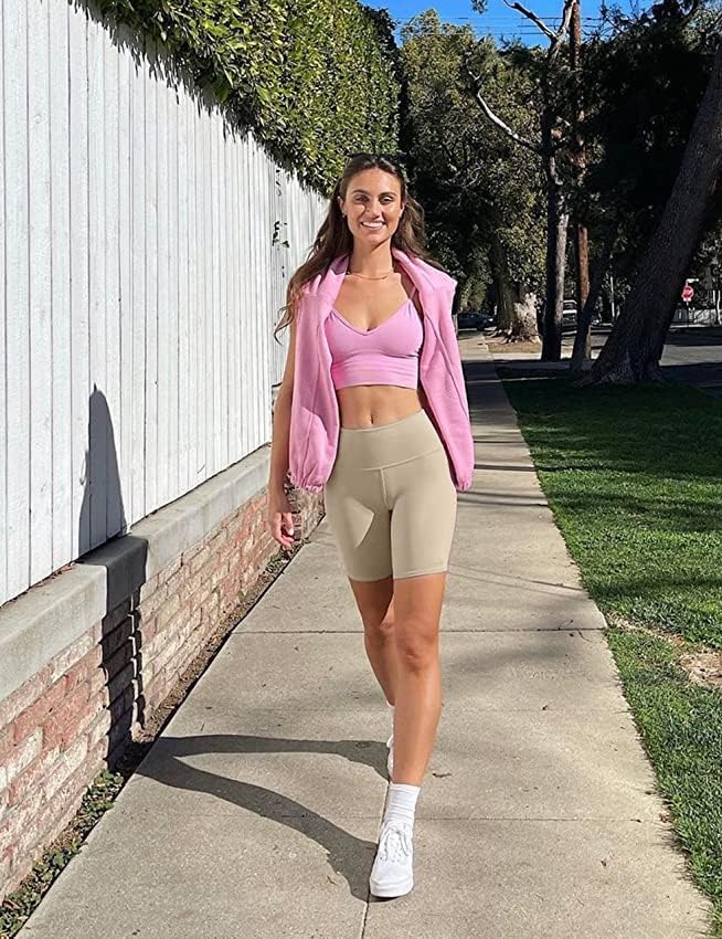 Aoliks Biker Shorts Women with Pockets - 8" High Waisted Tummy Control Running Workout Spandex Gym Volleyball Yoga Shorts - Image 4