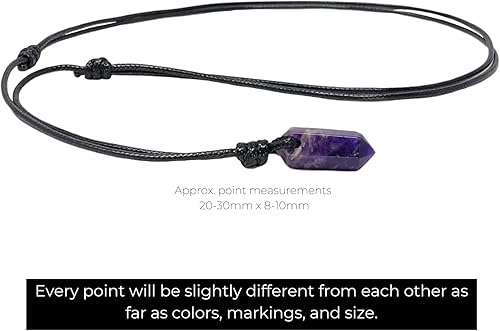 Miniatura 4 de Luck Strings Collar de punto de amatista natural con dije de cristal de cuarzo para hombres y mujeres, unisex para adultos, gargantilla de cordón