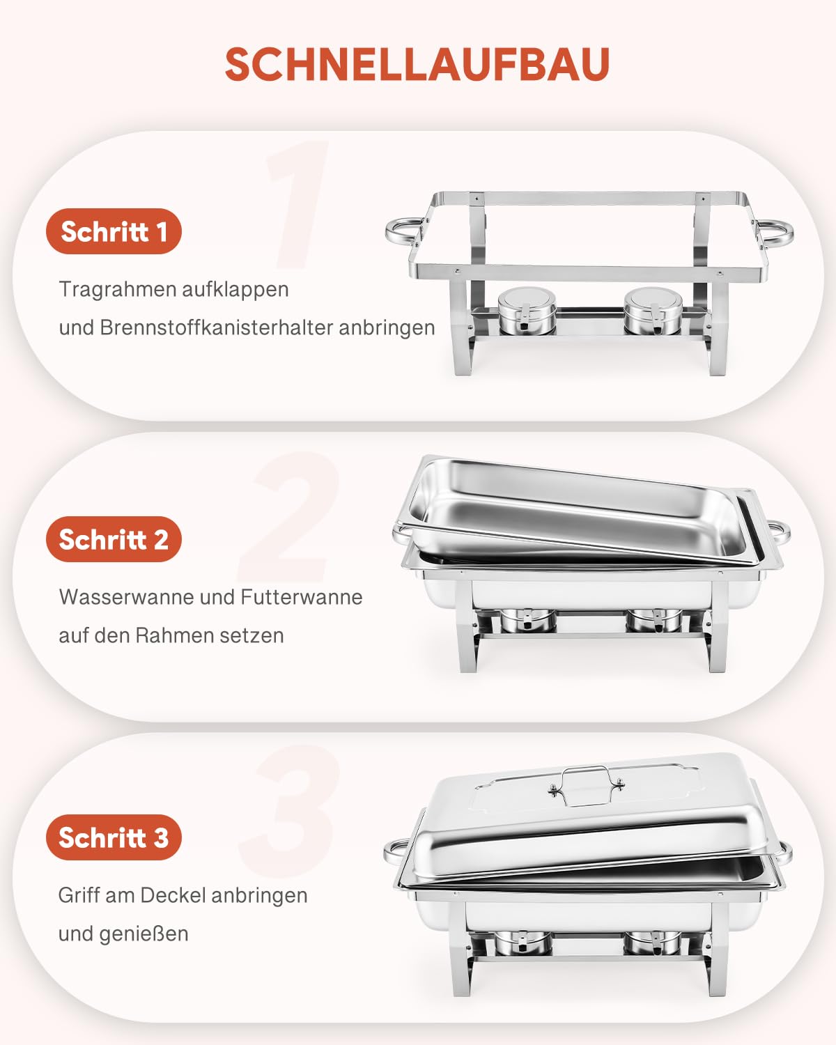 Wilprep Chafing Dish Speisewärmer 9L 2pcs Edelstahl Warmhaltebehälter Wärmebehälter Edelstahl Buffet-Set für Catering Buffet und Party