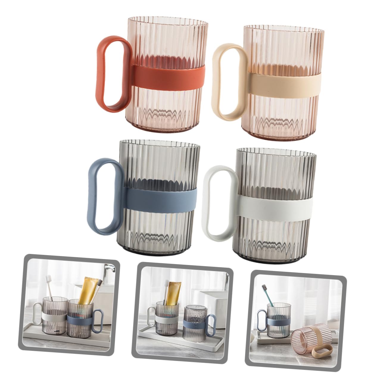 HOOTNEE 4pcs Couples Toothbrush Cup Set Brush Cups Toothpaste Holder Modern Design Bathroom Supplies