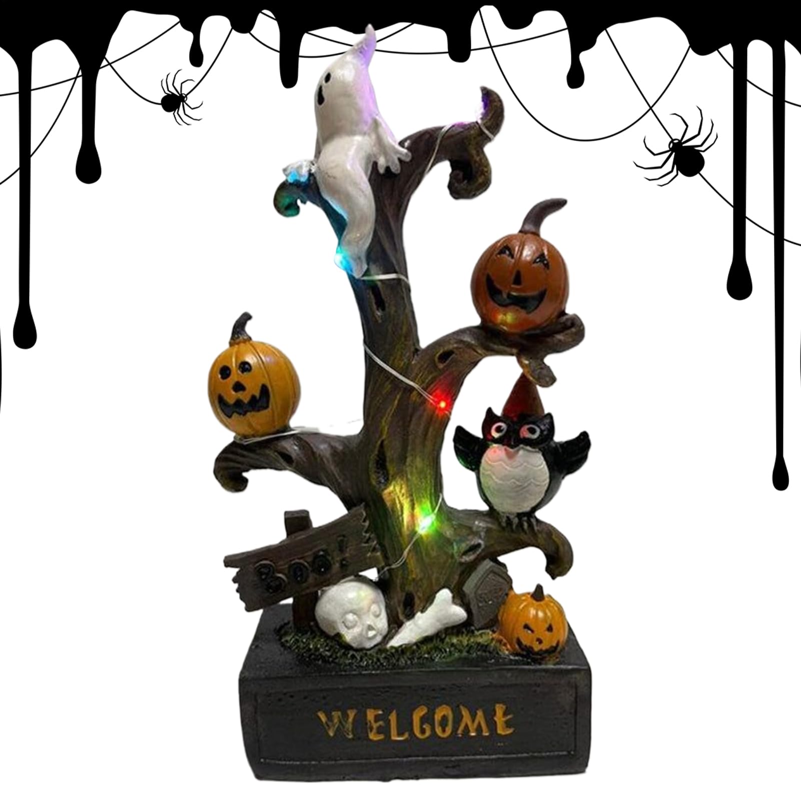 Décoration d'halloween en forme d'arbre pour porche et cheminée chic