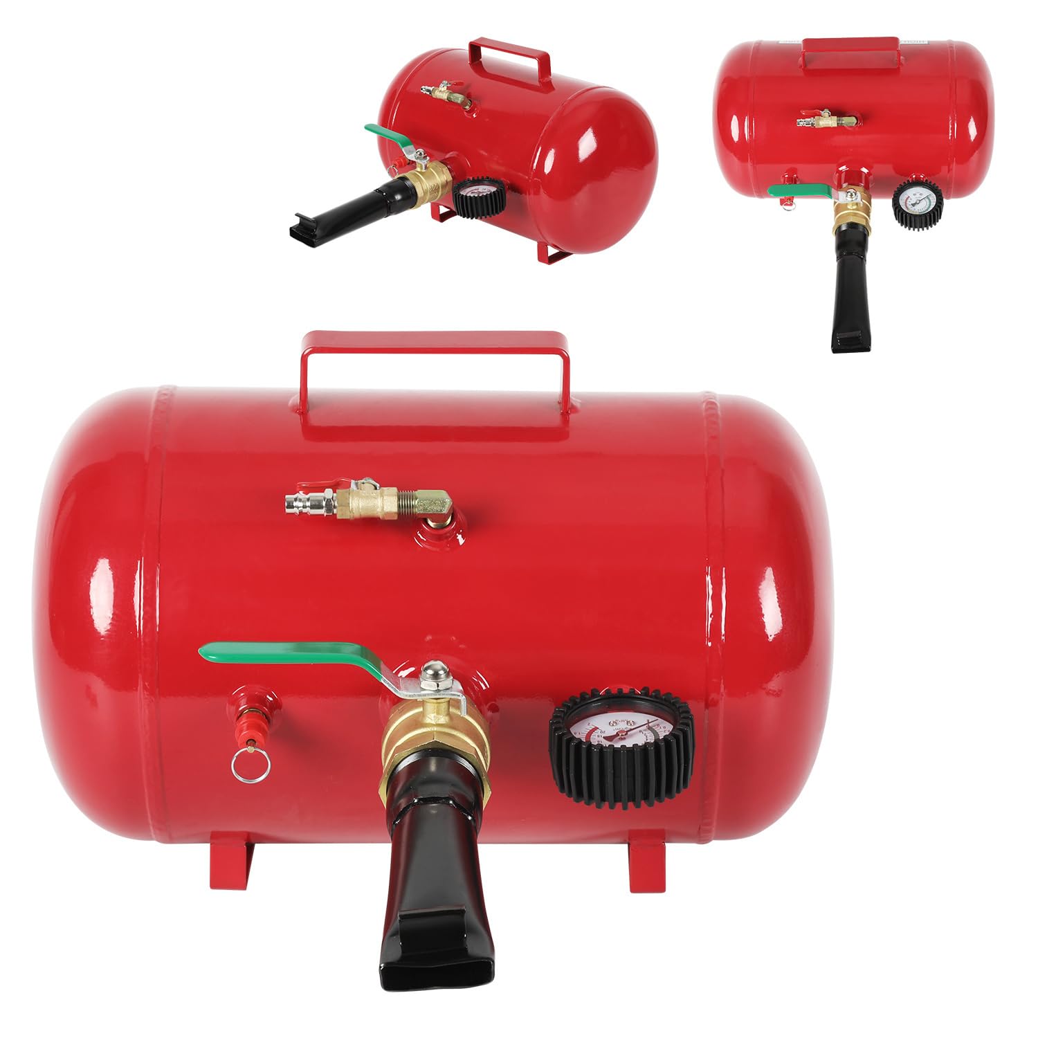 Reifen Booster 20L, Auto-Luftkompressor, Druckluftgerät mit Sicherheitsventil, max. 10 bar, für PKW, LKW, Traktoren und mehr, in Rot, inkl. Zubehör