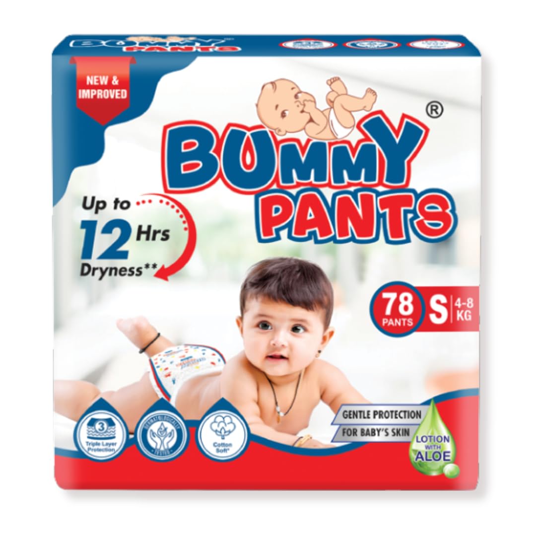Baby Diapers - Ultra Dry & Comfortable with 5D Cross Core Technology, 360° Soft Elastic Waistband & Up to 12-Hour Absorption | S | Pack of 1 | 78 Pieces