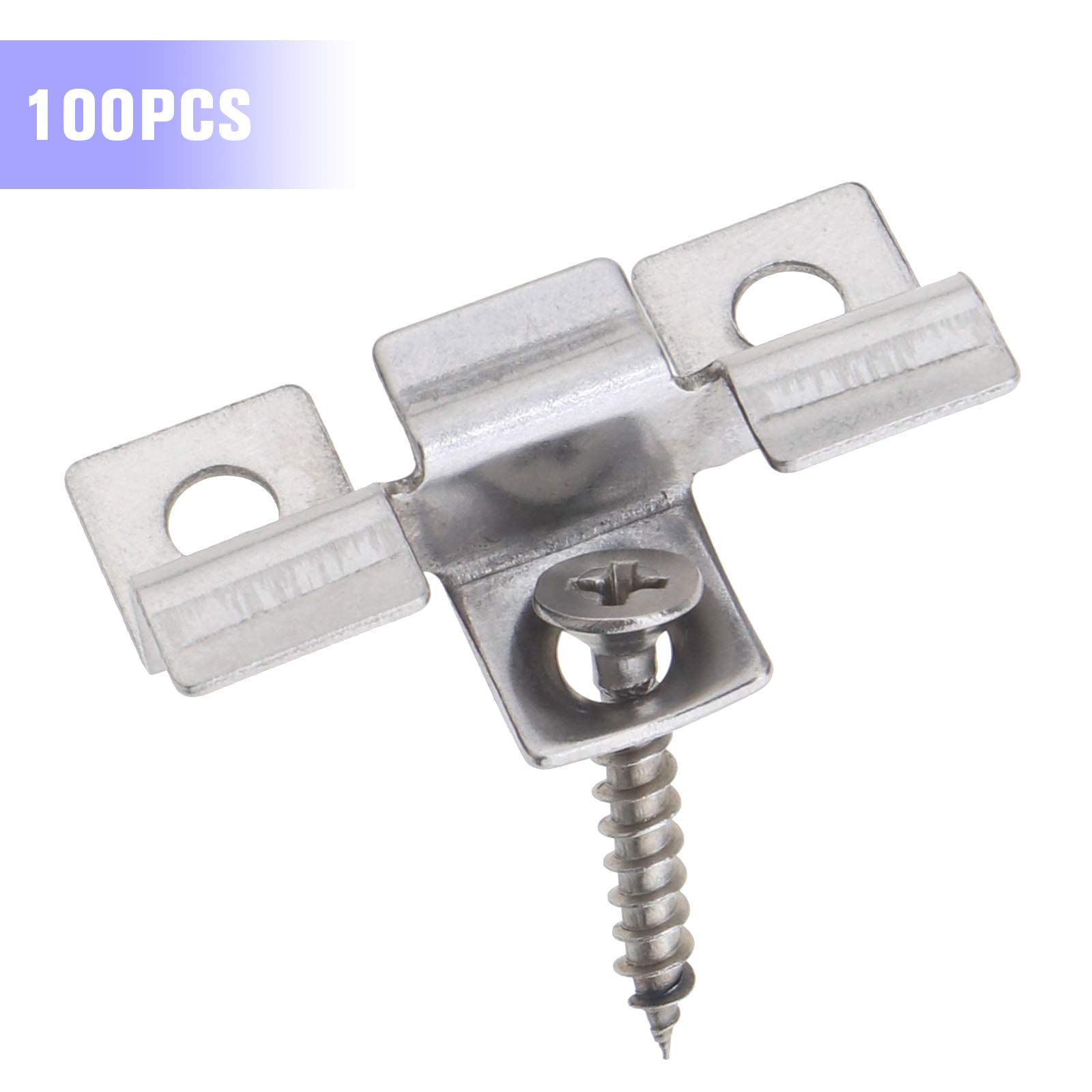 100 clips de sujeción para tablero, espaciador oculto, con tornillo autorroscante de acero inoxidable, hardware de bricolaje