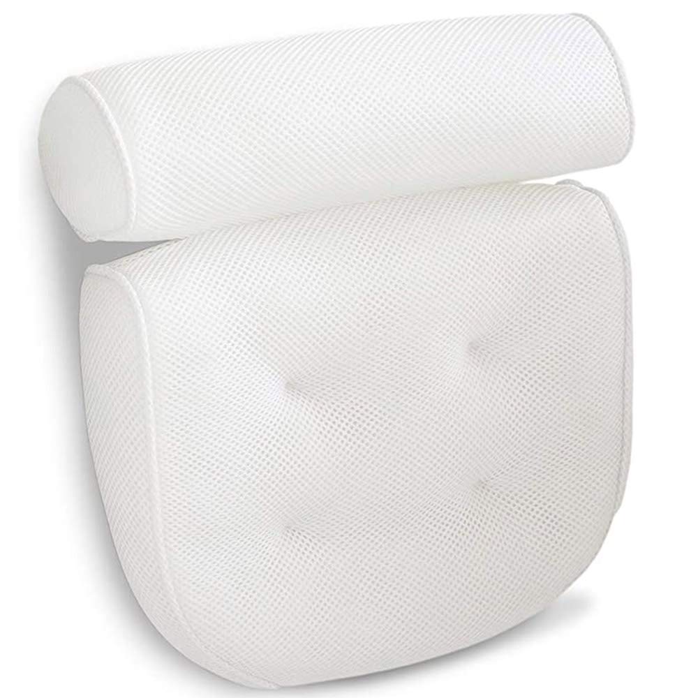 BEONE Spa Bath Pillow with Head, Neck, Shoulder and Back Support. Non-Slip, Extra Thick, Breathable and Soft for Ultimate Relaxation Experience, Anti-Bacterial Bathtub Pillow Fits any Tubs