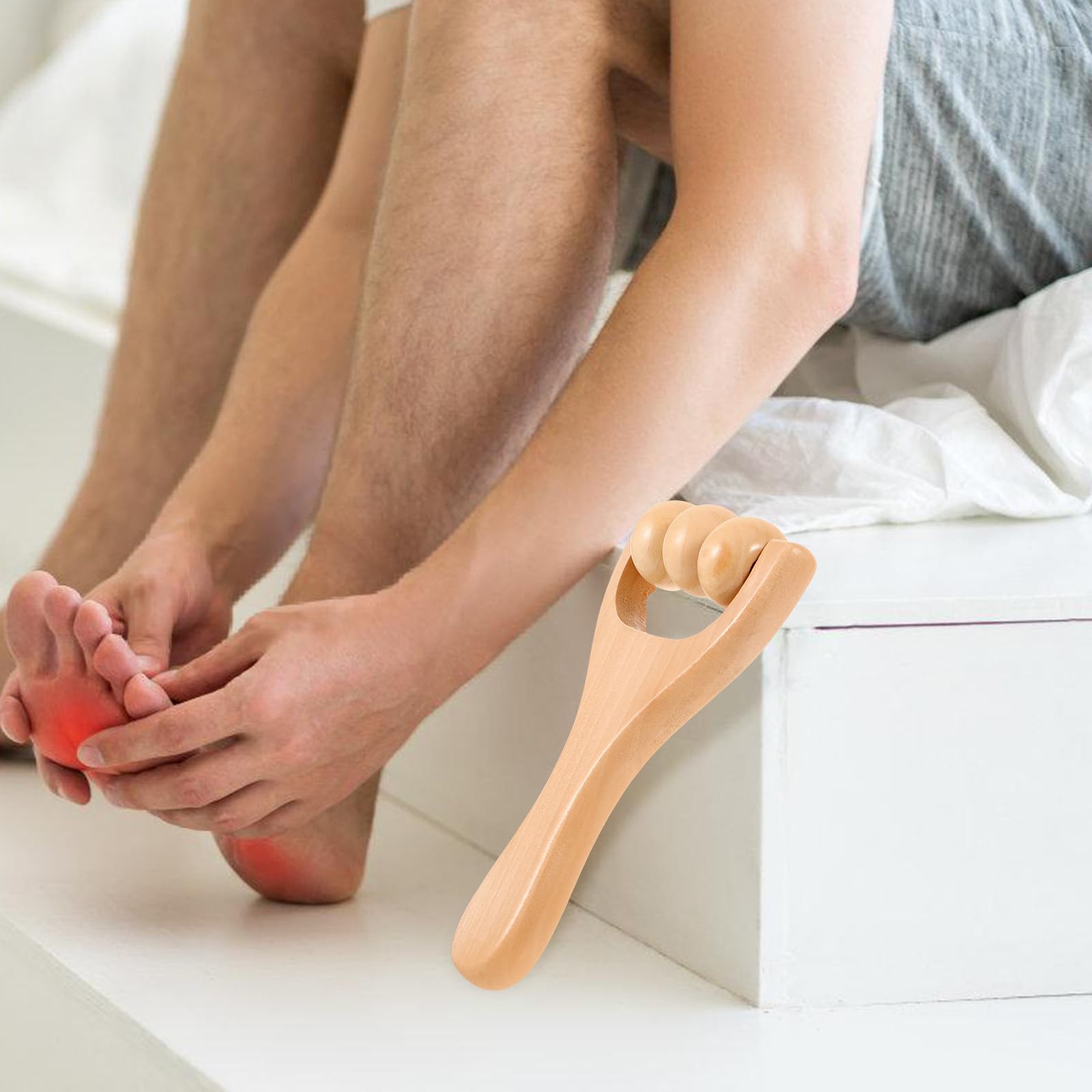 Operitacx Massageroller Holz Fußmassagegerät Satz mit 3 Rollen für Tiefengewebsmassage Ergonomisch Glatt Geschliffen Leicht und Tragbar für Beine Nacken und Körperpflege