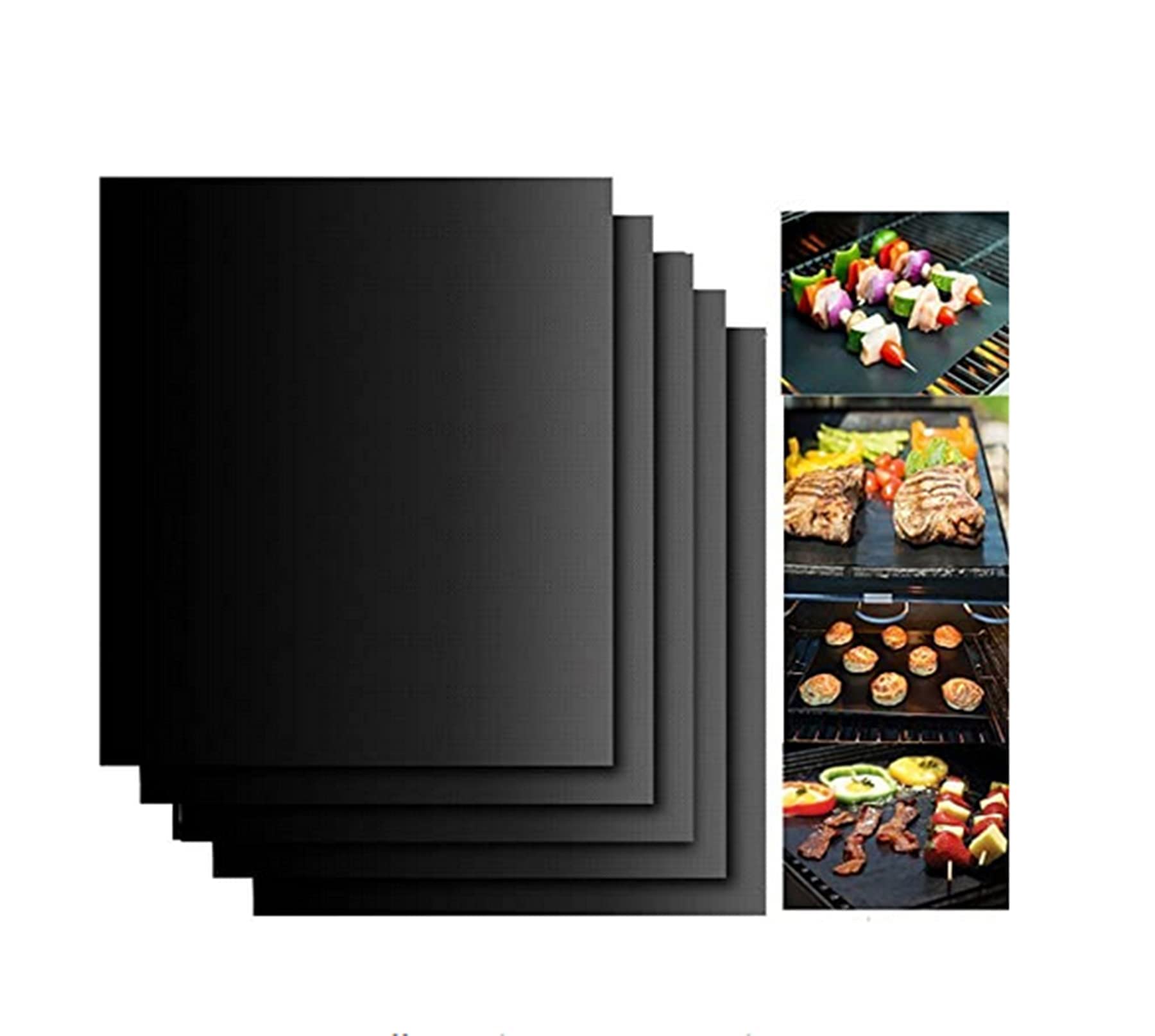 SKEIDO 5pcs Reusable Non-Stick BBQ Grill Mat Pad Baking Sheet Meshes Portable Outdoor Picnic Cooking Barbecue Tool