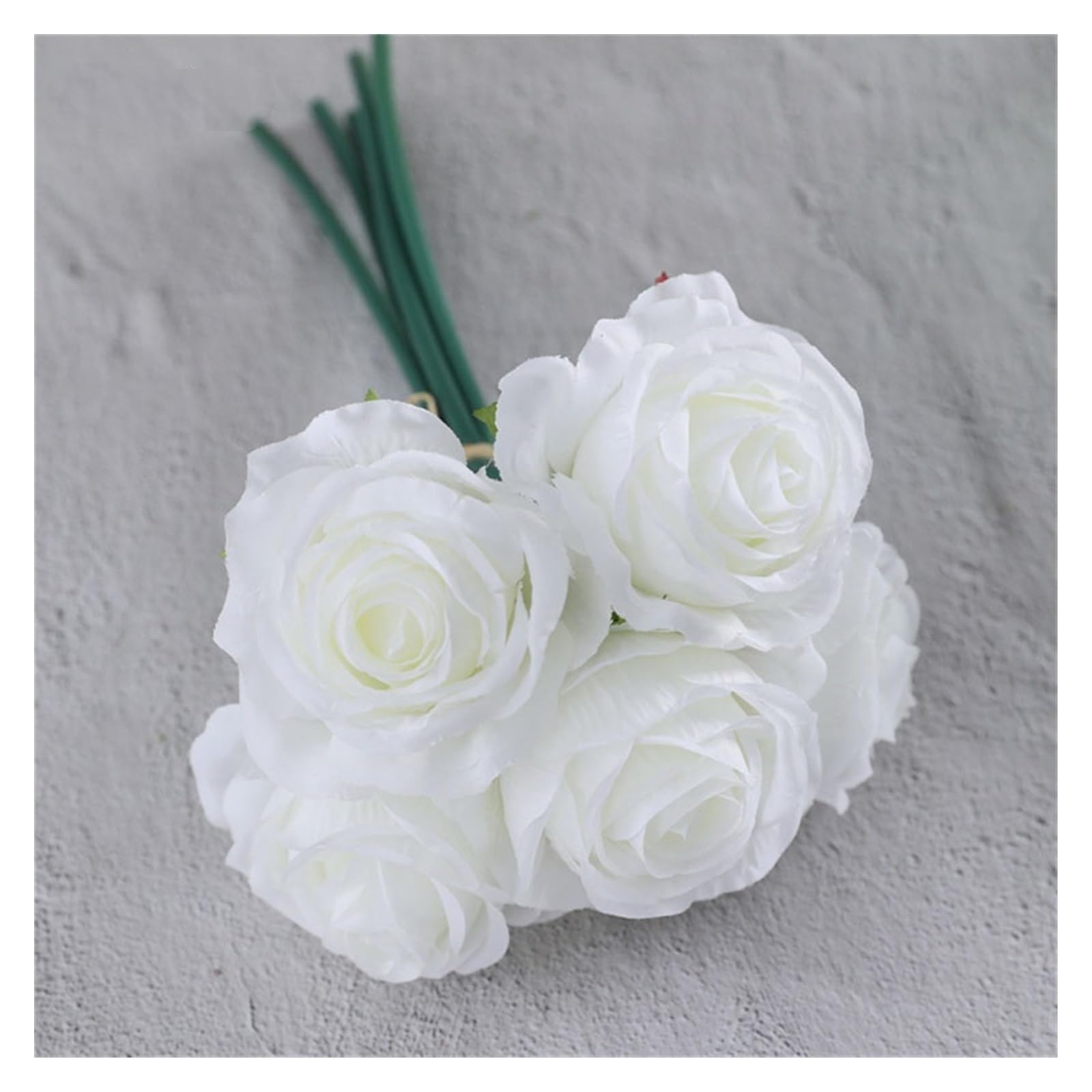 Artificial Flowers Bouquet Bride Wedding Flower Bouquet Artificial Silk Rose 5 Heads Rose Flower White Bouquet Home Party Wedding Decoration Centers(White)