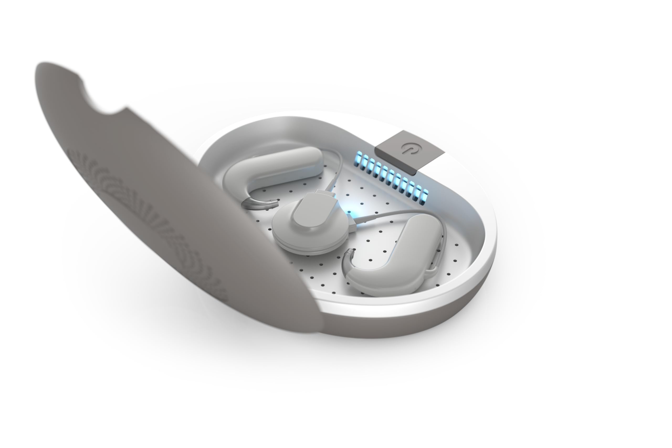 flow-med dry-space UV - Suszarka do Aparatów Słuchowych - Również do Implantów Ślimakowych i BAHA - Duża Przestrzeń Wewnętrzna - UV-C - Funkcja Automatycznego Zatrzymania - Regulacja Temperatury