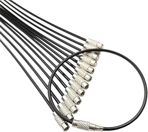 Miniatura 4 de Llavero de acero inoxidable de 6.8 pulgadas con bloqueo giratorio de alambre resistente para automóvil, cable de identificación de 0.079 pulgadas