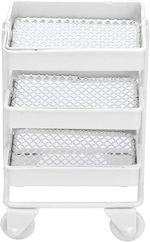 1:12 Miniatura Dollhouse Handcart Mini Carrito de la compra 3 capas Estante de exhibición de almacenamiento con ruedas Decoración de muebles de