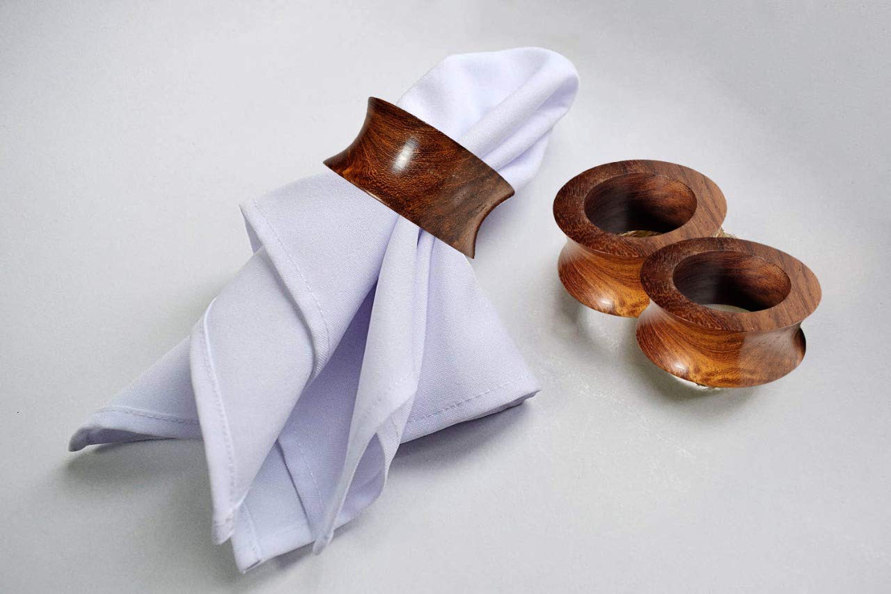 Billion Deals Pack of 4 Pcs - Handmade Wooden Elegant Dining Table Decor Napkin Holder Rings for Exclusive Dinner