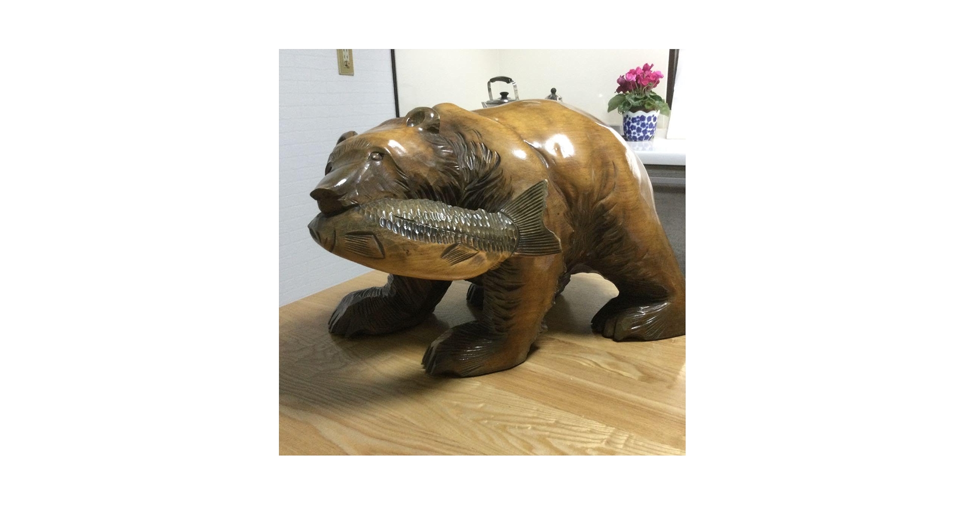 Amazon.co.jp: ！木彫り熊 北海道 豪華 レトロ 大きい 置物