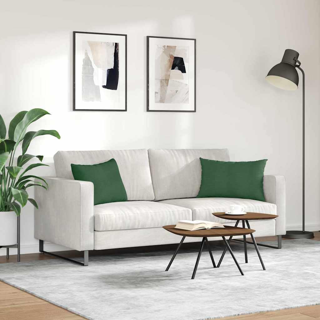 2er Set Sofakissen Dunkelgrün 60x40 cm Cordstoff Kissen