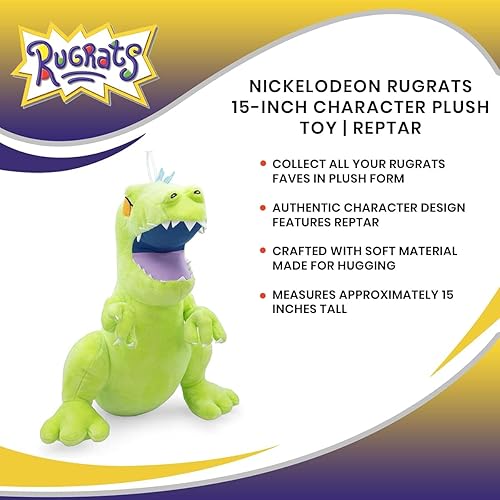 Miniatura 7 de Nickelodeon Rugrats Reptar - Peluche de personaje de 15 pulgadas, peluches suaves y lindos y grandes, regalos de dibujos animados y coleccionables,