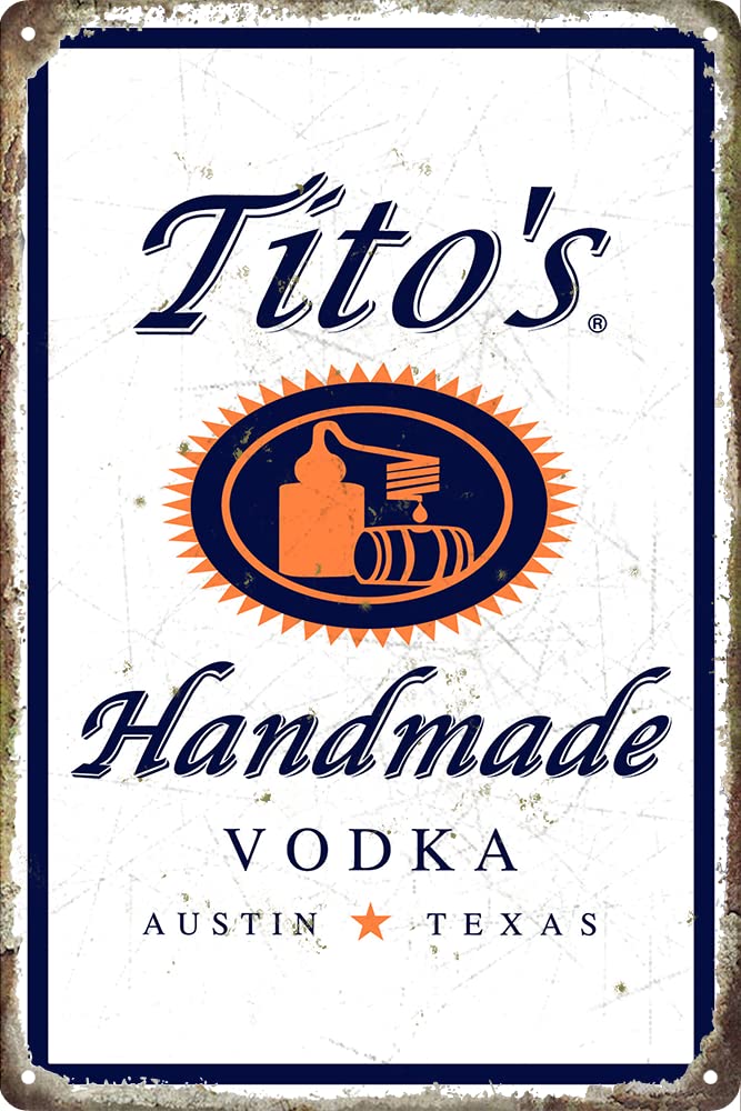 Bayyon Handmade Vodka for Tito Tin Metal Sign Man Cave Vintage Shop Sign Wall Decor 8x12 inch