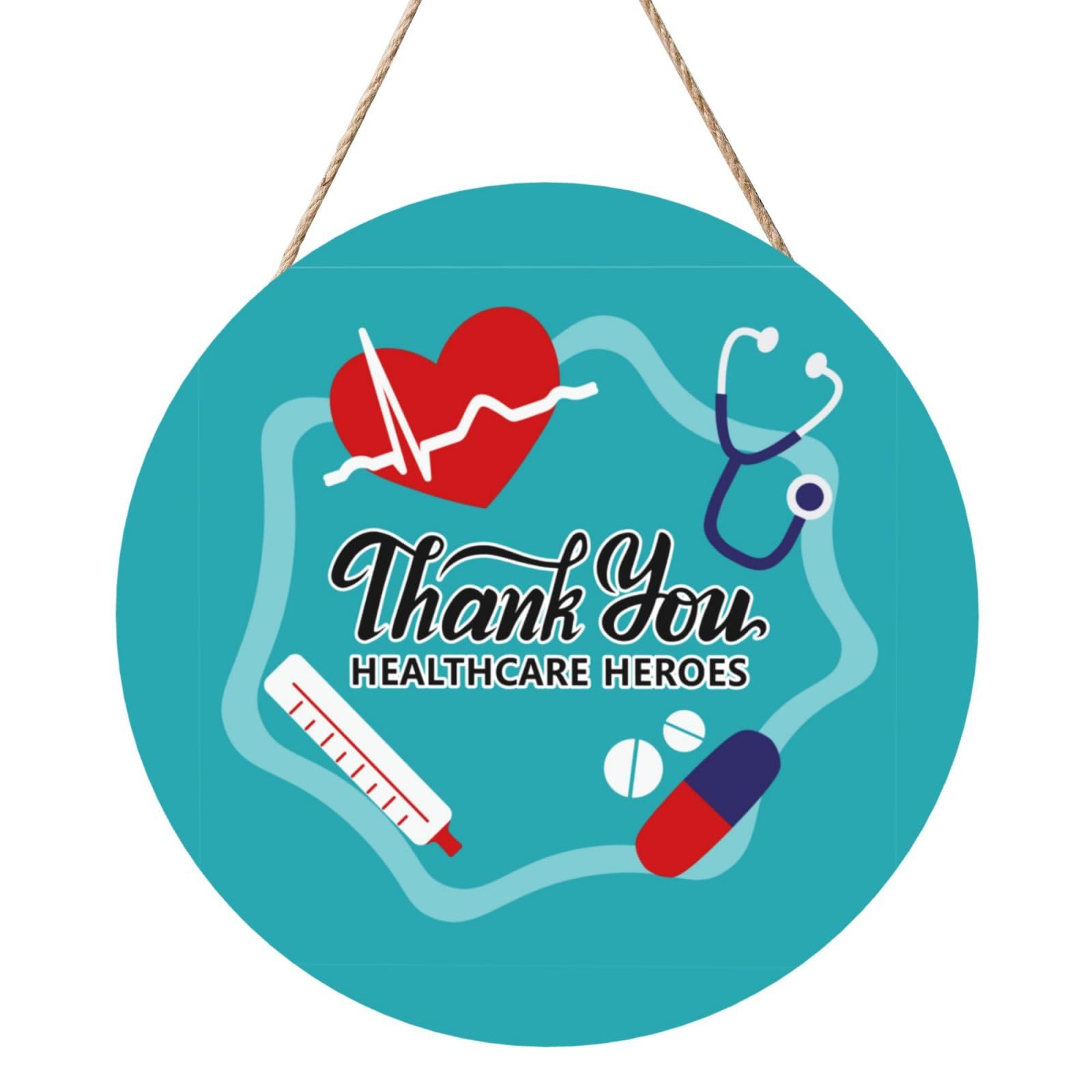 Happy Nurse Appreciation Week Door Signs Plaques Wood Welcome Sign For Front Door Wall Hanging For Home Farmhouse Office Classroom Party Decoration