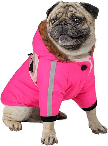 Miniatura 7 de Queenmore Abrigo cálido de invierno para perro, impermeable para clima frío, chaqueta de nieve para perro, sudadera reflectante con capucha para