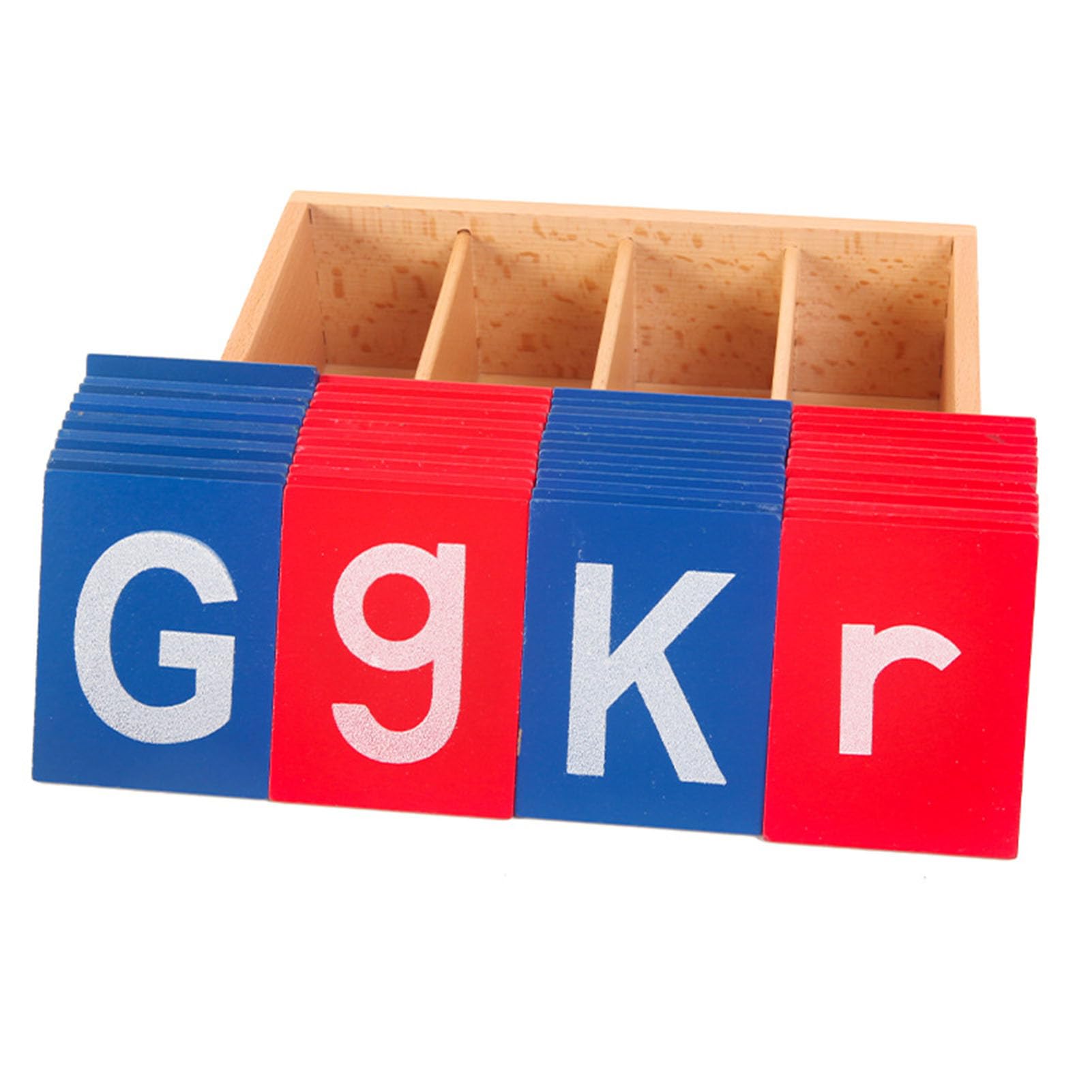 Tarjetas de Letras de Lija Montessori, Tarjetas Didácticas para Trazar el Alfabeto en Mayúsculas y Minúsculas Rojo y Azul,2 Piece Set