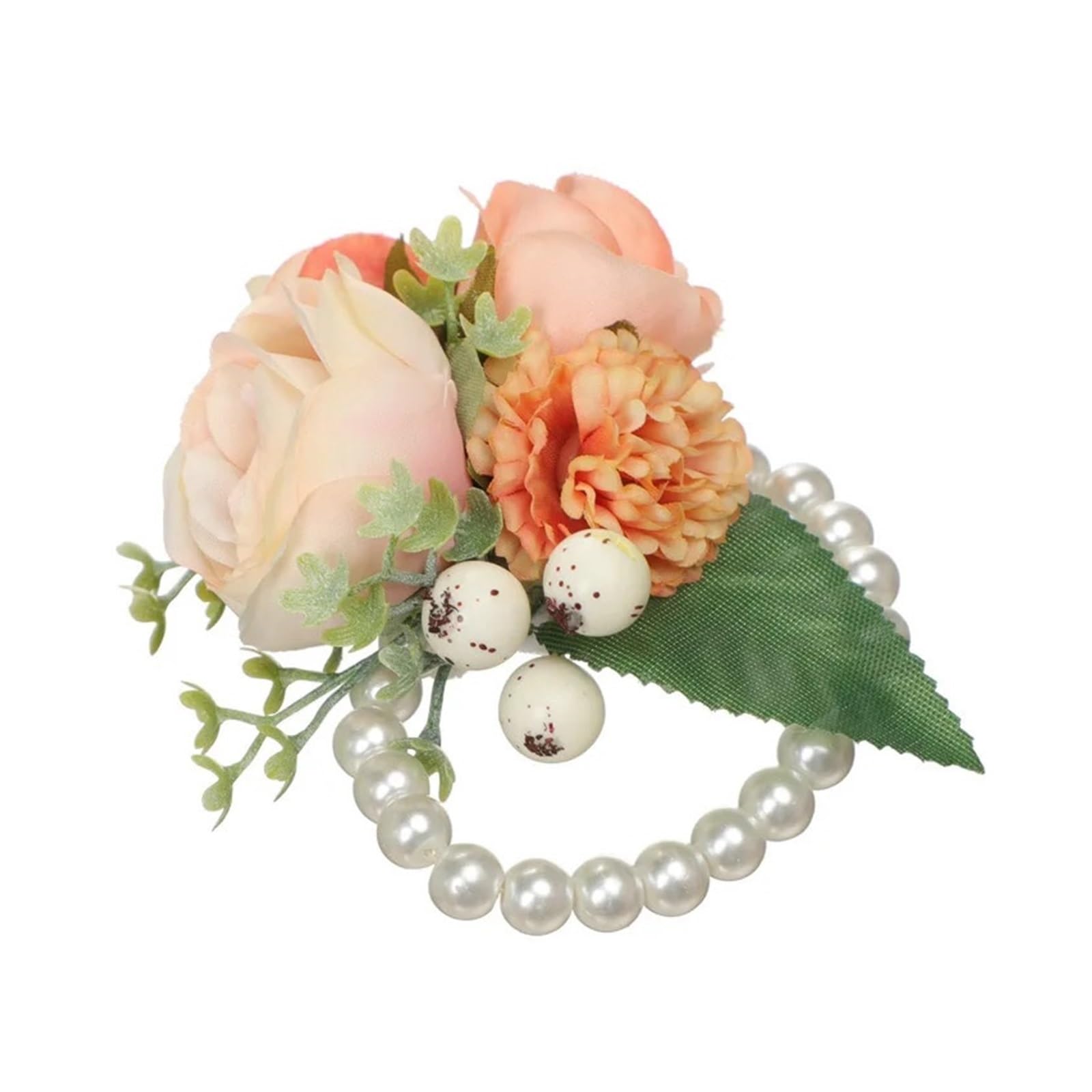 TXLEAPEY Flowers Bridal Wrist Corsage/Bridesmaid Wrist Corsage(Orange)