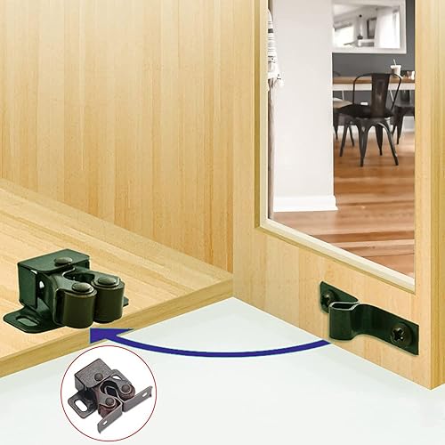 Miniatura 4 de 20 cierres para puerta, doble rodillo de sujeción fuerte con tornillos de instalación, pestillo de puerta de armario para muebles, armario, armario