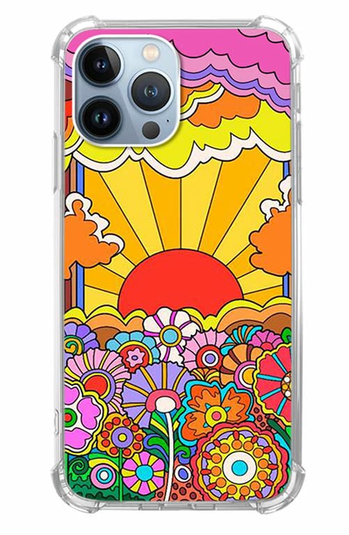 Hippie Flower Phone Case Compatible with iPhone 12 Pro Max,Retro Sunshine Cover for Men Girl Women,Unique Soft TPU Bumper Case Cover
