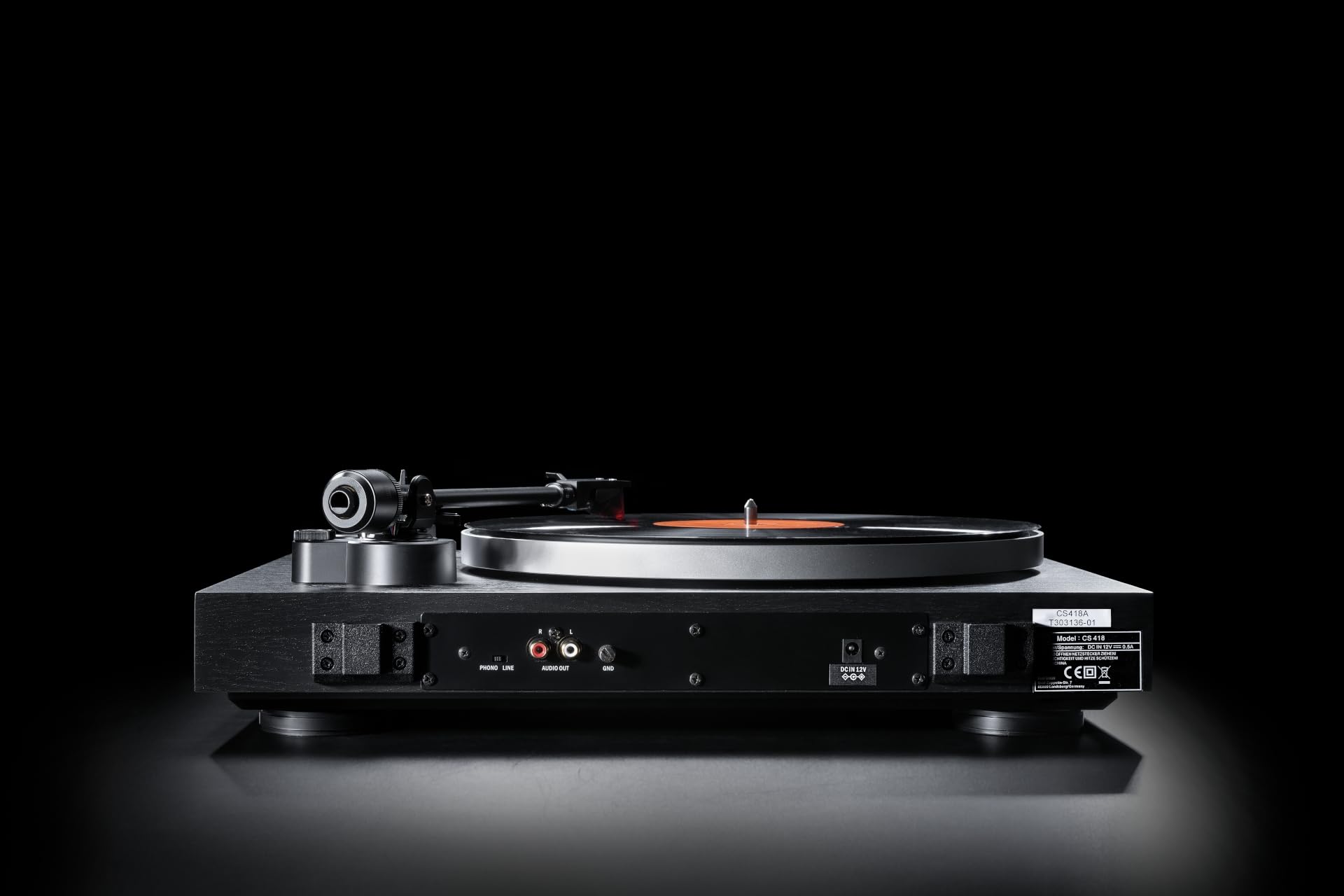 Dual CS 418 HiFi-Plattenspieler, Riemenantrieb, Manueller Vinyl-Plattenspieler mit integriertem Phono-Vorverstärker, DREI Geschwindigkeiten, Abstastsystem Ortofon 2M Red, Schwarz