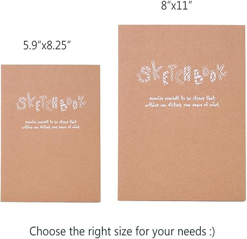 Miniatura 2 de Kraft Cover Drawing Notebook & Sketchbook  Set of 2 Blank Plain Sketch Books  125g Thick Paper, 200x280mm Paper Ideal for Drawing & Sketching- 128