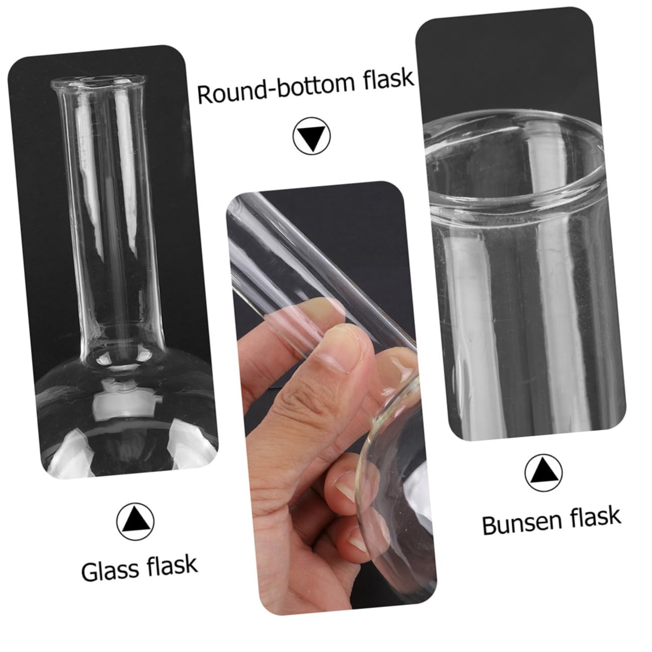 Levemolo 2 Stück Teiliges Labor Rundkolben Borosilikatglas Enghals Flasche mit Gleichmäßiger Wandstärke für Gleichmäßiges Erhitzen für Chemie Forschung und Bildung Leicht und Tragbar