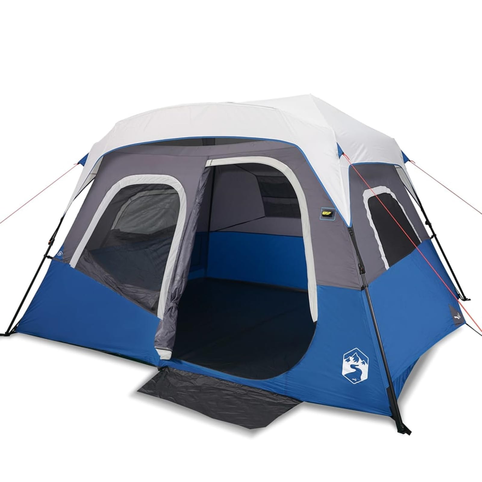IKAYAA Tienda de Campaña de para 4-6 Personas, Tienda de Camping con LED, Impermeable, Tienda de Campaña Familiar, Fácil de Instalar, para Camping, Viajes, Azul, 344 x 282 x 212 cm