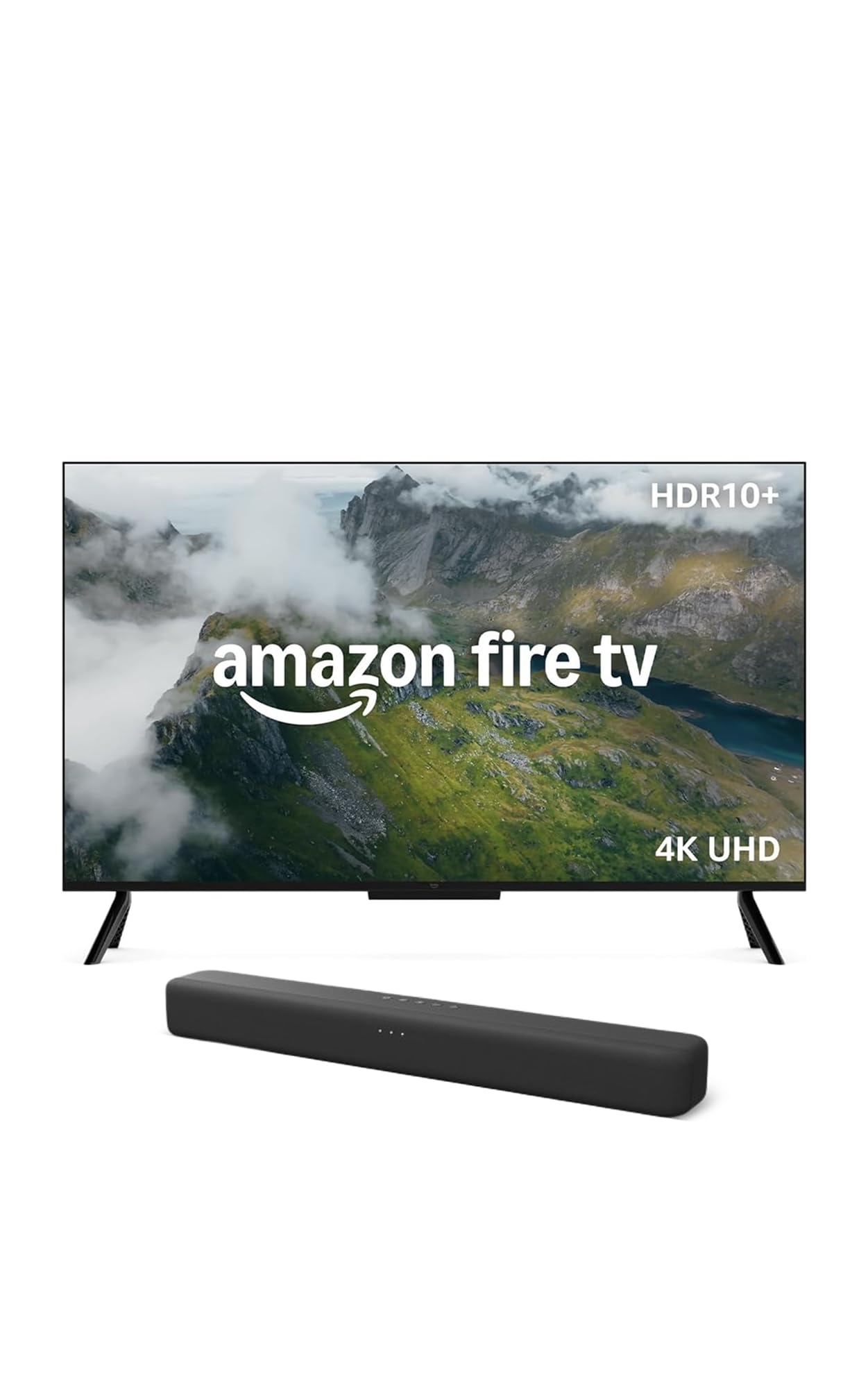 Amazon Ember Serie 4 da 43" con Fire TV, smart TV 4K Ultra HD con telecomando Alexa, HDR10+, processore veloce, Dolby Audio, modalità ambiente + Fire TV Soundbar di Amazon, altoparlante 2.0