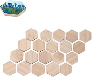 25 Pack Unfinished Hexagon Wood Slices, 38mm/1.5inch Blank Birch Coasters Cutouts for DIY Crafts, Pyrography, Painting, Wedding Decor ﻿