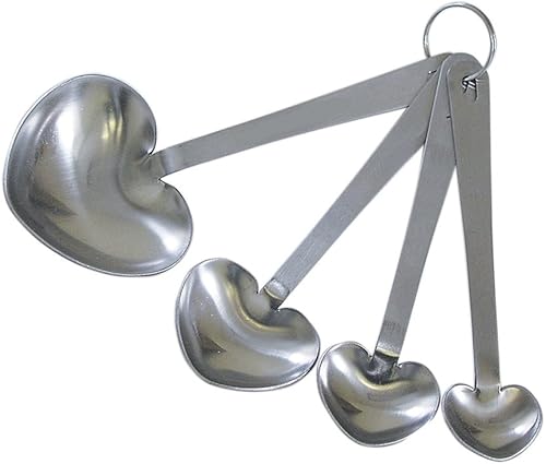 Miniatura 5 de R&M International 2631 Cucharas medidoras en forma de corazón, acero inoxidable, juego de 4 piezas