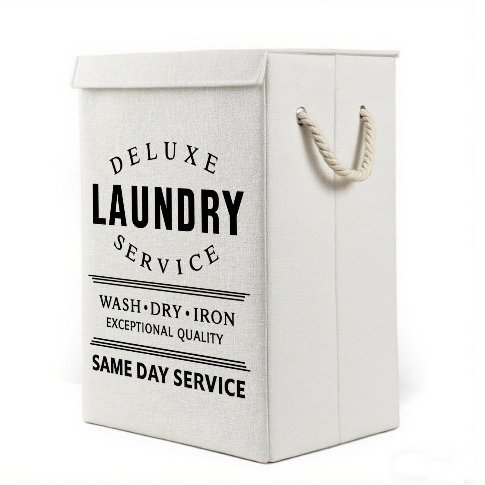 72L Laundry Basket with Lid,White Large Collapsible Laundry Hamper with Handles,Dirty Clothes Hamper for Dirty Clothes,Bedroom,Bathroom,Laundry Room,Dorm, College,Home Storage