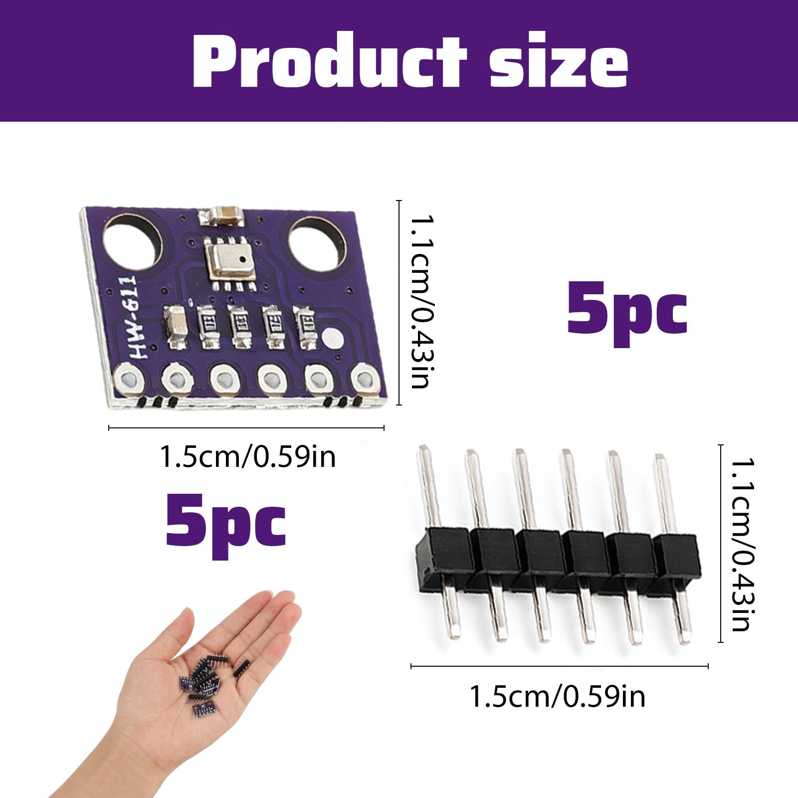 5 Stück BME280 Sensor Modul 3,3V I2C, Atmosphärendrucksensor SPI Breakout Luftdruck Temperatur Feuchtigkeit Kompatibel mit Raspberry Pi Sensoren DIY Wetterstation Smart Home IoT Höhenmessung Raumklima