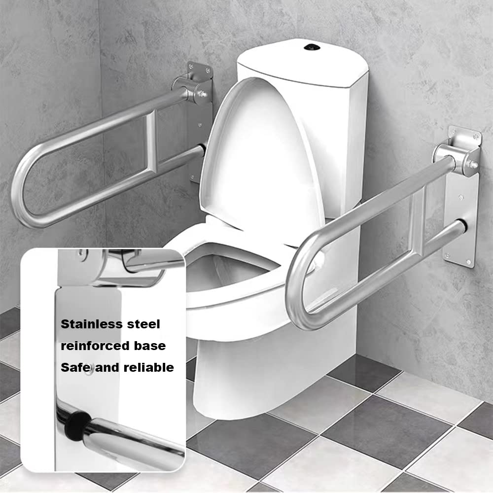 60cm Maniglione Ribaltabile da parete, Barra Di Sostegno Per WC, Maniglioni per Handicap pieghevole Maniglie di sicurezza antiscivolo Barra di supporto per WC da bagno per anziani e disabi(Color:Nero)