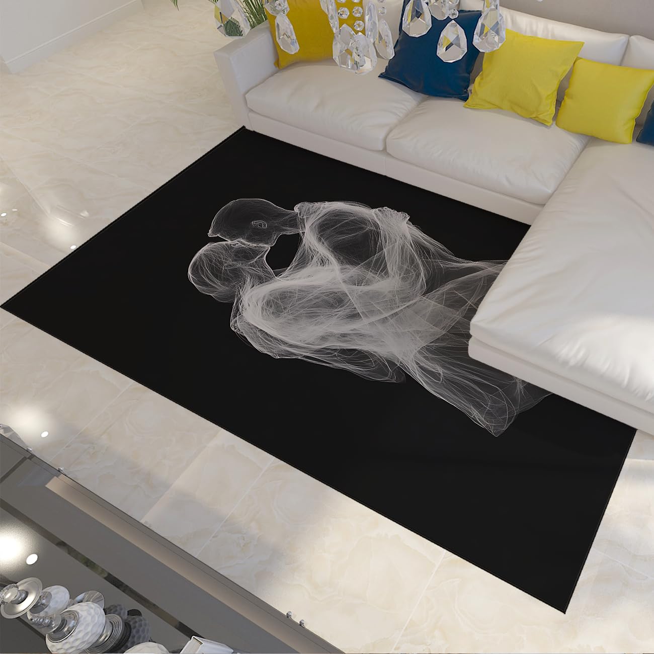 Tapis de salon lavable et antidérapant pour grandes zones de passage