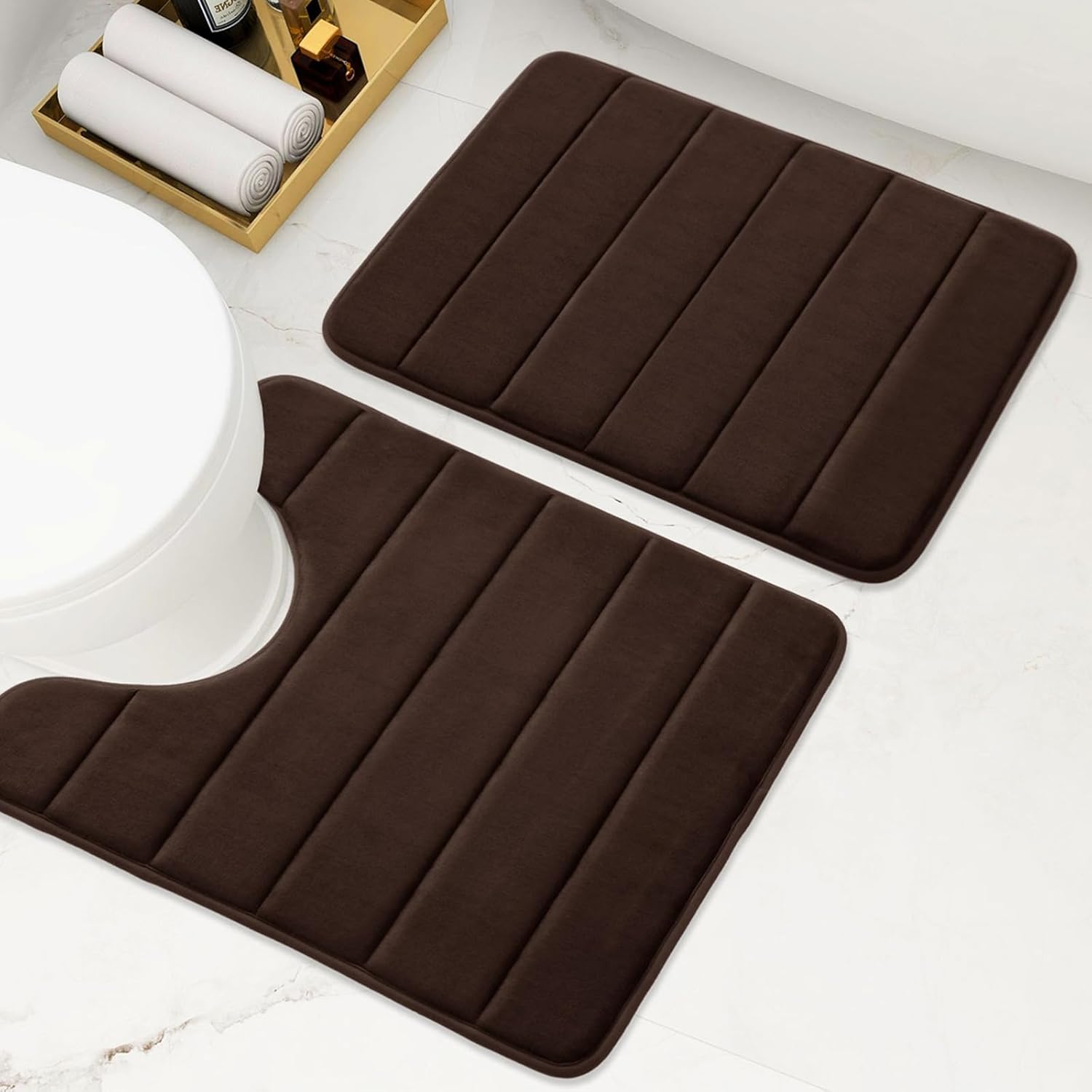 Amazon.com: Buganda Bathroom Rug and Mat Set, 2 Piece Memory Foam Bath ...
