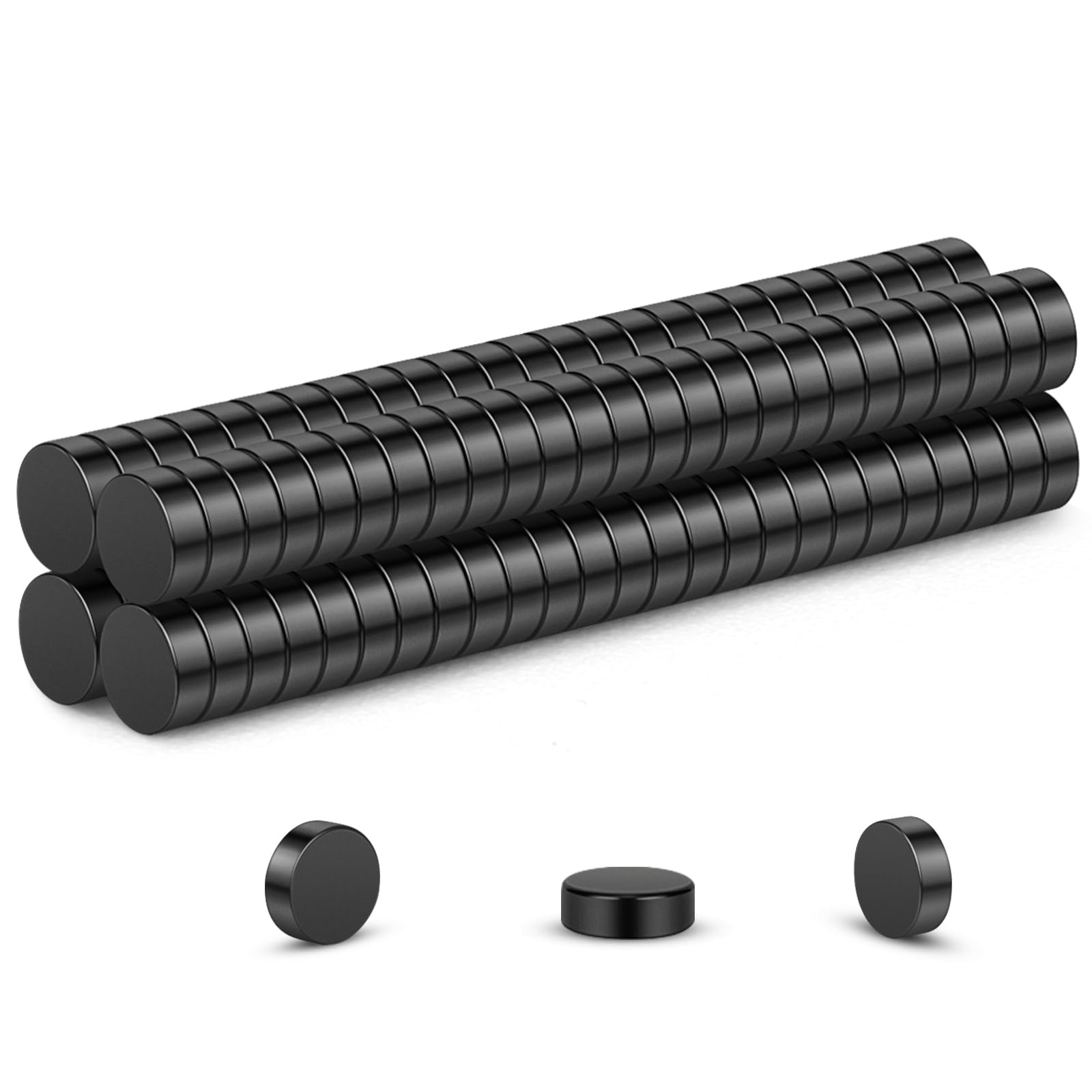 Wukong Small Black Magnets 3mm X 1mm | 100 Pack, Mini Strong Magnets, Tiny Round Manget for Craft DIY Whiteboard Refrigerator Home Office — image 1