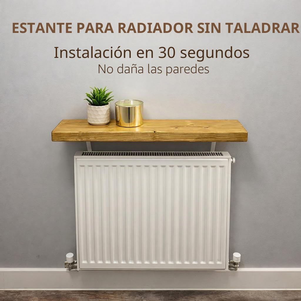 MKGT Estante de radiador sin taladro, estante estrecho rústico delgado para pasillo (pino rústico, 50 cm)