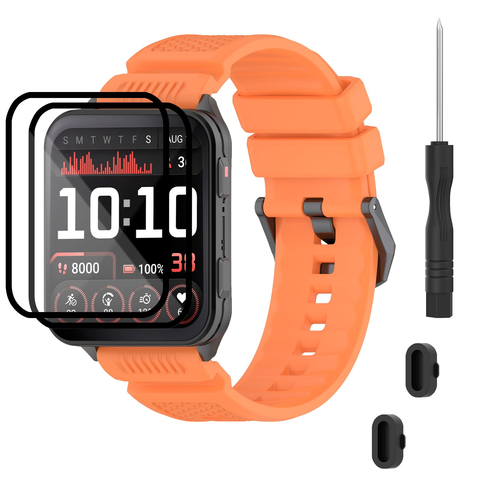 TopPerfekt Straps Compatible for Garmin Venu X1, Soft Silicone Watch Strap, Waterproof Adjustable Sport Replacement Wristbands for Venu X1 Smartwatch for Women and Men (Orange)